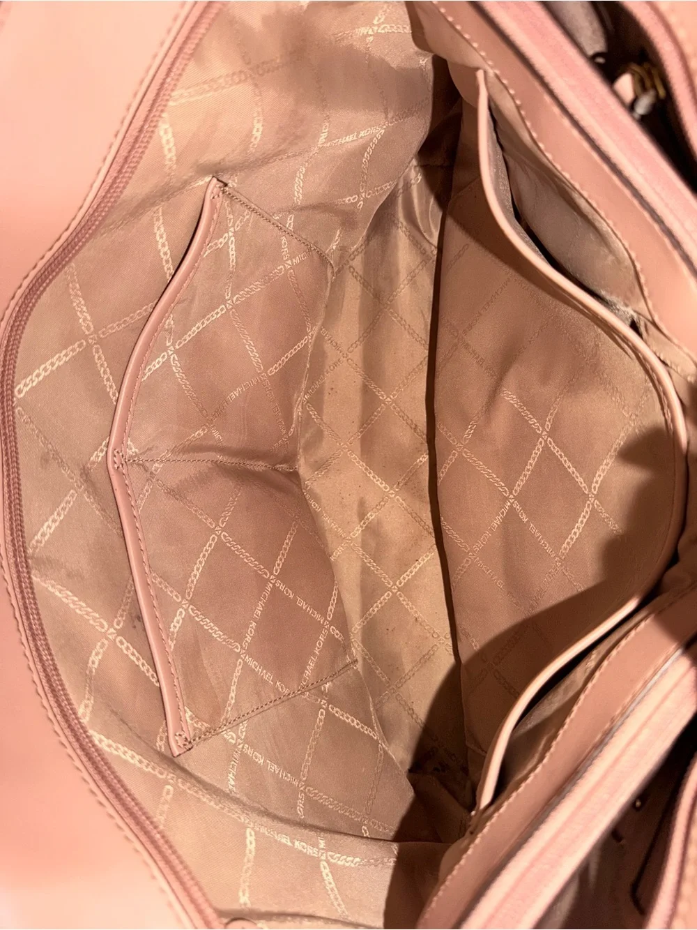 Michael Kors Voyager Medium Signature Tote Blush Pink Cream Gold Hardware